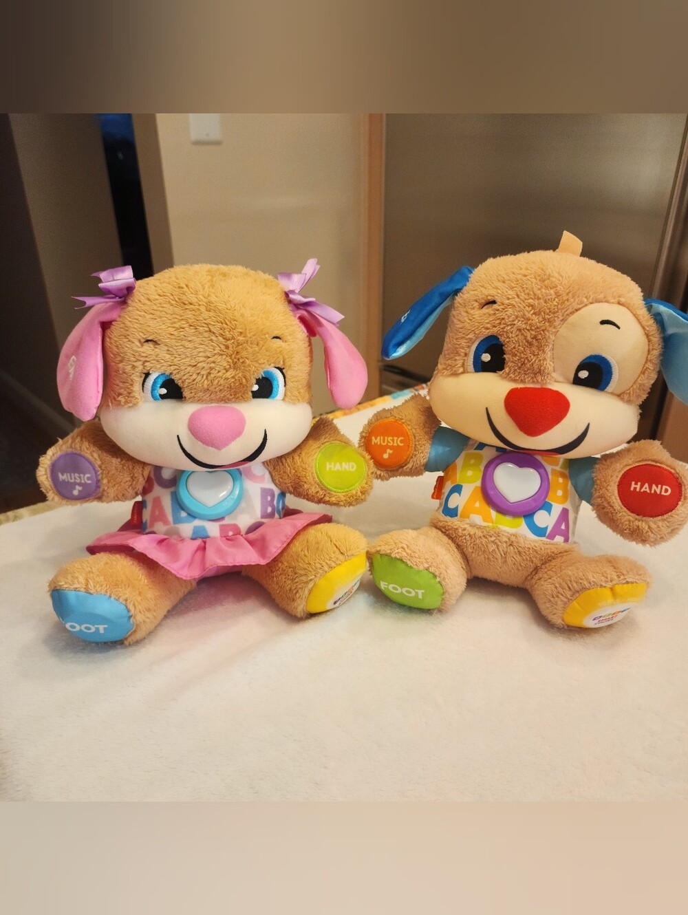 2 Fisher-Price Laugh & Learn Singing Talking Dog Plush Stuffed Animal 12" [EB6]